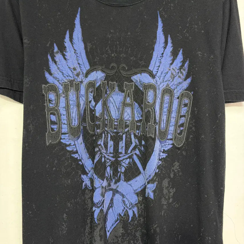[BUNJANG] Buckaroo Jeans Punk Blue Printing Black T-Shirt / 버커루 진스 펑크 블루 프린팅 블랙 반팔 티셔츠