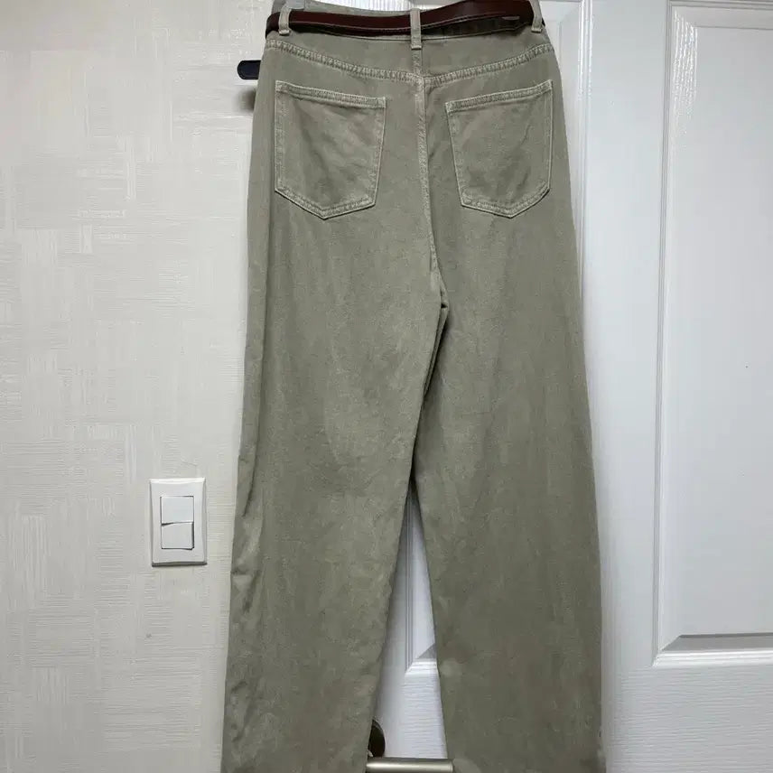 [BUNJANG] Cotton Pants with Belt Set / 연카키 코튼팬츠 +벨트세트
