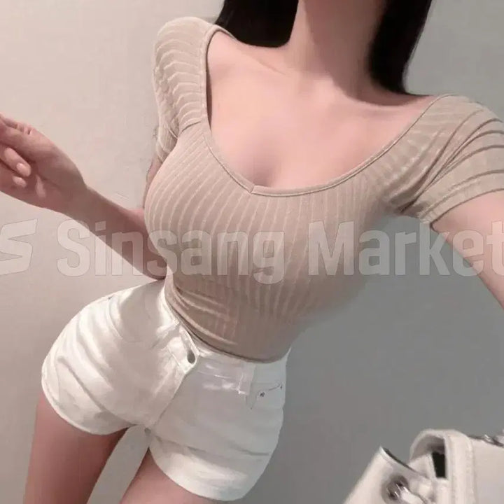 [BUNJANG] Venioff Summer Sexy Beach Club Look T-Shirt / [빠른발송] 베니오프반팔 어깨 숄더 여름 섹시 비치 워터밤 클럽룩