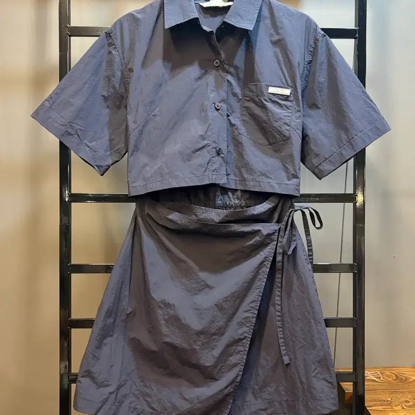 [BUNJANG] Jucy Judy Wrap Style Shirt Dress Navy / 85 쥬시쥬디 랩 스타일 셔츠 원피스 3.5
