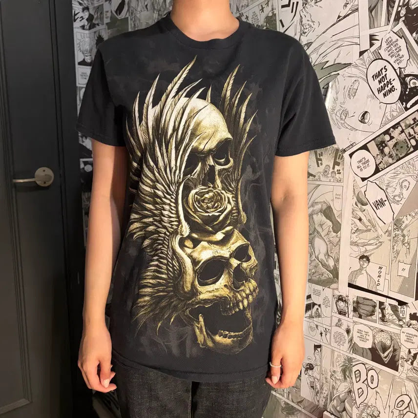 [BUNJANG] 90s Punk Skull Print Short Sleeve T-Shirt / 90&