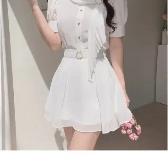 [BUNJANG] Mirangmirang Cubic Chiffon Mini Skirt / 미랑미랑 큐빅 쉬폰 스커트