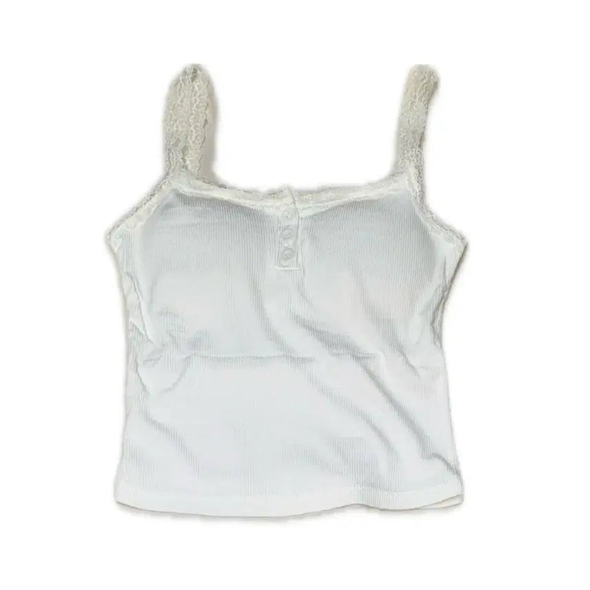 [BUNJANG] Ribbed Lace Sleeveless Tank Top / 걸스 골지 레이스 슬리브리스 나시