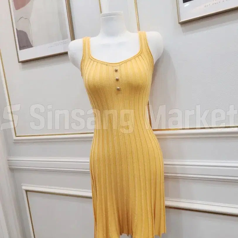[BUNJANG] ZARA Ribbed Knit Sleeveless Button Mini Dress / [빠른발송] 자라ops 미니 골지 주름 나시 단추 클럽 섹시