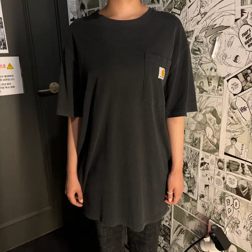 [BUNJANG] Carhartt Black Short Sleeve T-Shirt / 칼하트 블랙 반팔 티셔츠