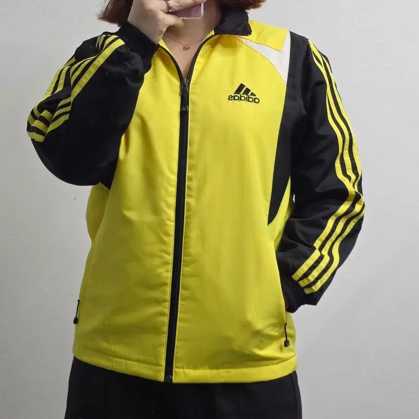 [BUNJANG] Adidas Old School Vintage Cycling &amp; Training Warm-Up Jacket Lime Yellow / [프립]75/아디다스 올드스쿨 트레이닝 웜업 자켓