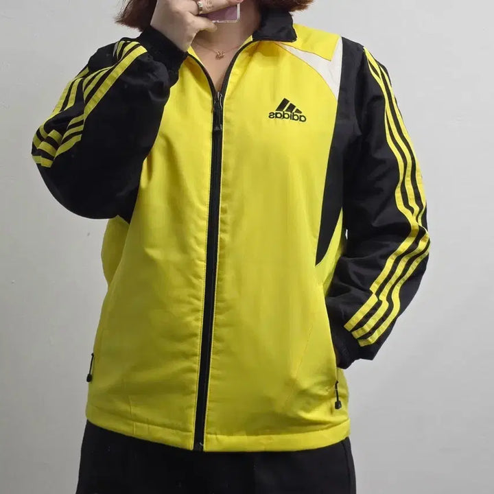 [BUNJANG] Adidas Old School Vintage Cycling &amp; Training Warm-Up Jacket Lime Yellow / [프립]75/아디다스 올드스쿨 트레이닝 웜업 자켓