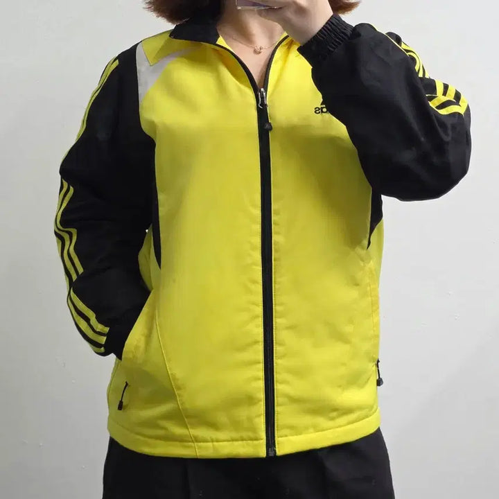 [BUNJANG] Adidas Old School Vintage Cycling &amp; Training Warm-Up Jacket Lime Yellow / [프립]75/아디다스 올드스쿨 트레이닝 웜업 자켓