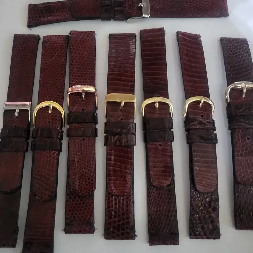 [BUNJANG] Genuine Lizard Leather Watch Strap (18mm, 20mm) - Burgundy / 천연 (도마뱀 ) 시계 줄( 18.20미리) 개당가격 .수제 제품