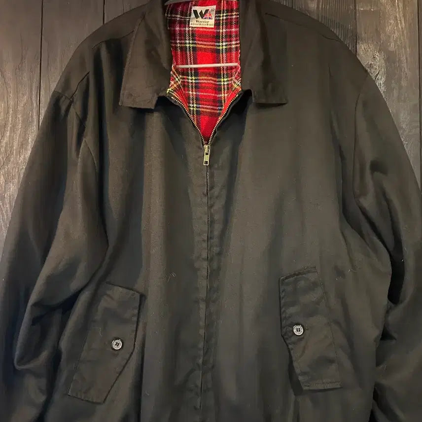 [BUNJANG] Black Check Lining Swing Jacket / 블랙 체크 스윙 자켓