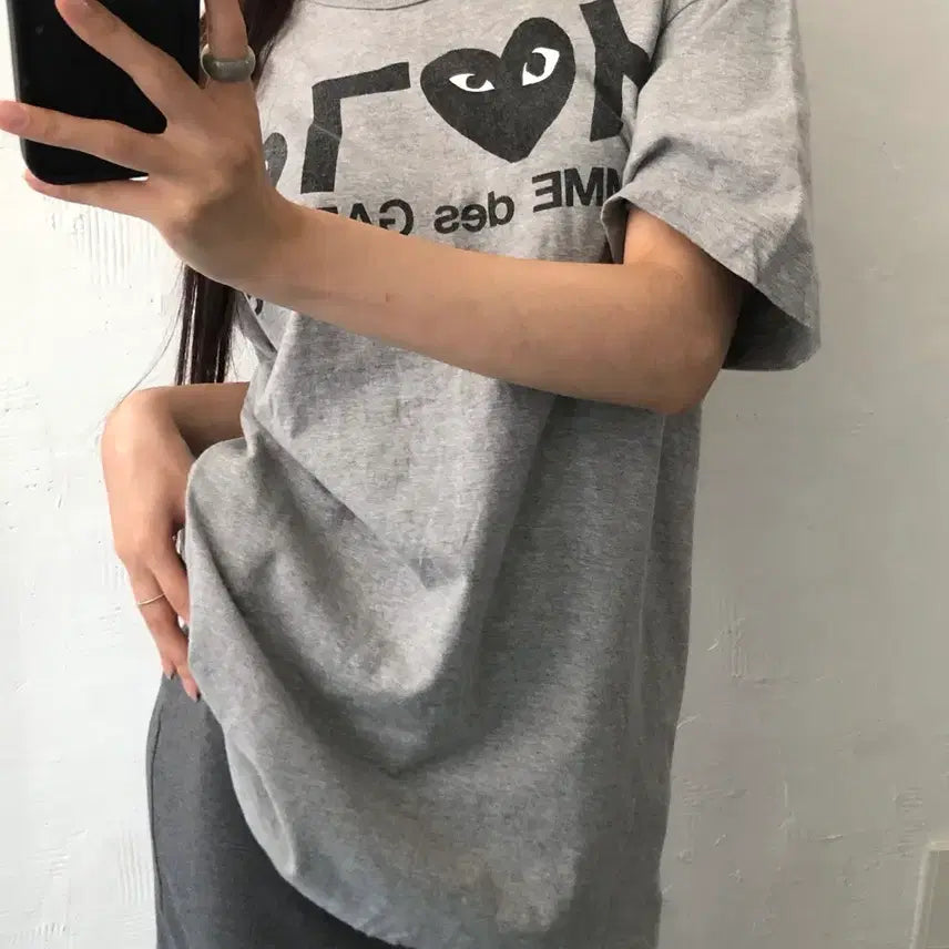 [BUNJANG] Comme des Garçons PLAY Logo Grey T-Shirt XL / 꼼데가르송 PLAY로고 그레이컬러 티셔츠