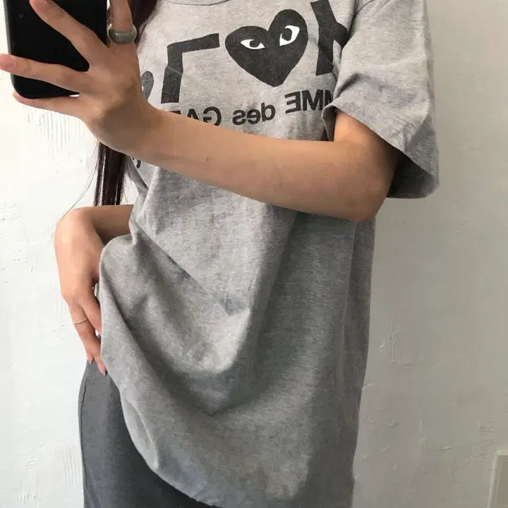 [BUNJANG] Comme des Garçons PLAY Logo Grey T-Shirt XL / 꼼데가르송 PLAY로고 그레이컬러 티셔츠