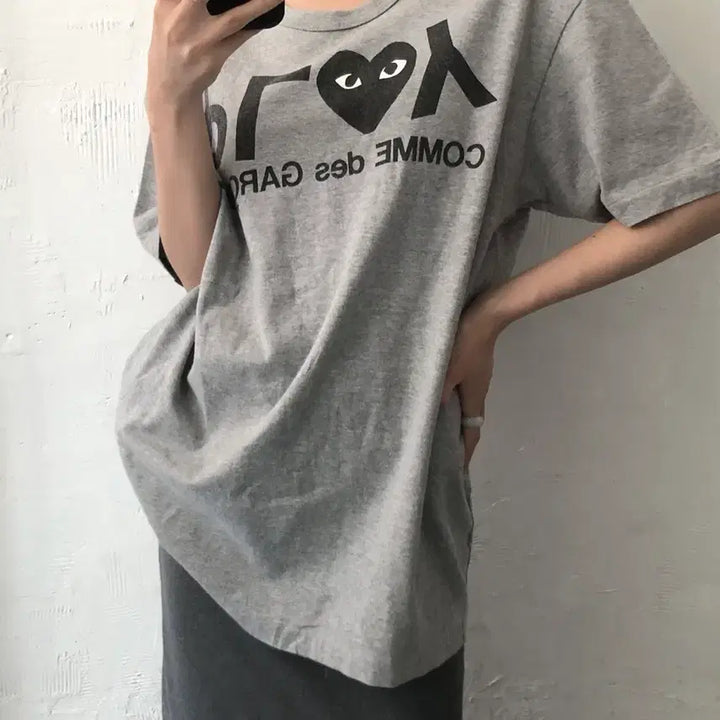 [BUNJANG] Comme des Garçons PLAY Logo Grey T-Shirt XL / 꼼데가르송 PLAY로고 그레이컬러 티셔츠