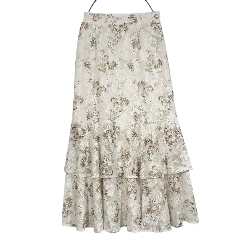 [BUNJANG] Illustrious Illusion Lace Long Skirt Ivory / 일루스트리스일루전 레이스롱스커트 55