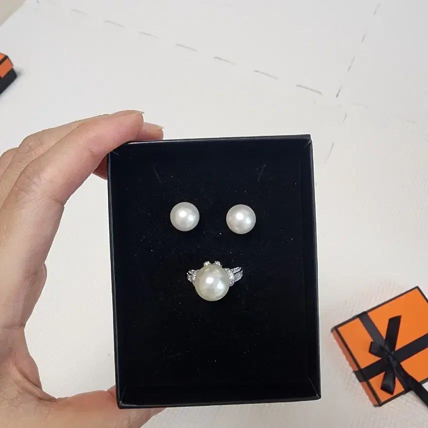 [BUNJANG] Pearl Earring and Ring Set / 진주 귀걸이 반지 세트