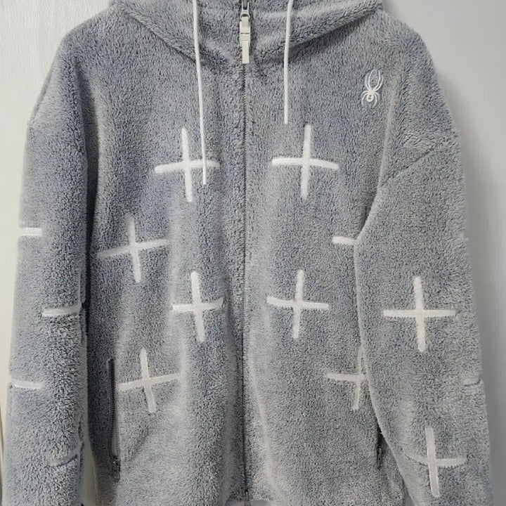 [BUNJANG] Spyder Fleece Hooded Zip-Up Gray / 스파이더 플리스 후드 집업 그레이
