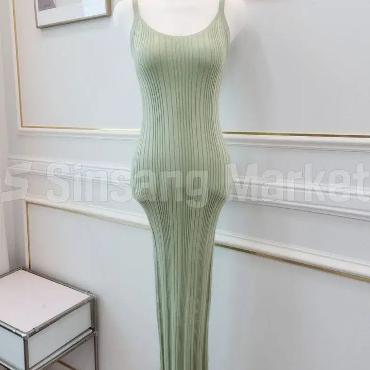 [BUNJANG] Sleeveless Pleated Maxi Dress / [빠른발송] H유넥ops 플리츠 딱붙 휴가룩 글램 섹시