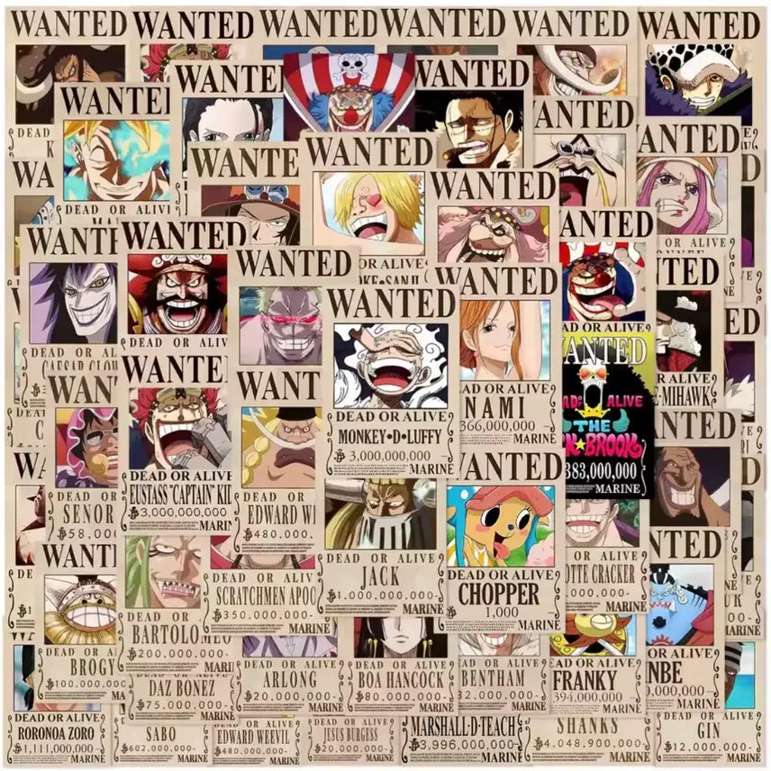 [BUNJANG] One Piece Wanted Poster Sticker Mini Poster Set (50 Sheets) / (무료배송) 원피스 미니 포스터 스티커 50장세트