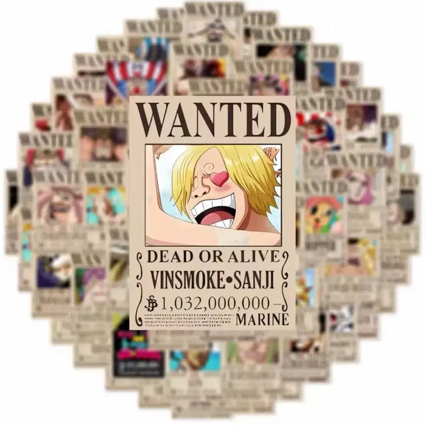 [BUNJANG] One Piece Wanted Poster Sticker Mini Poster Set (50 Sheets) / (무료배송) 원피스 미니 포스터 스티커 50장세트