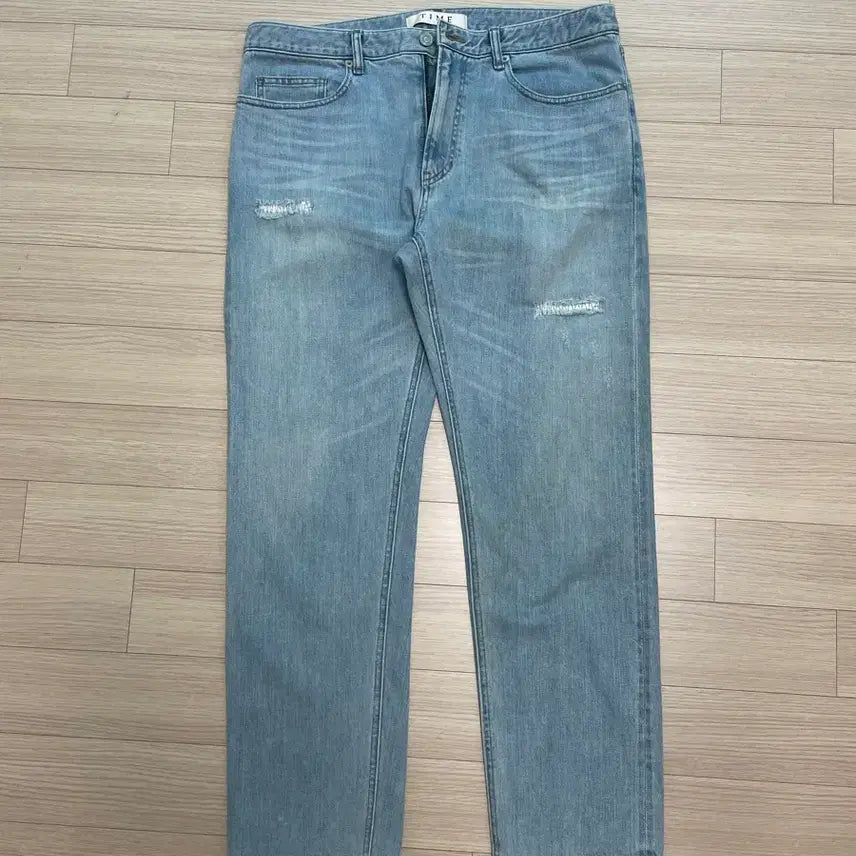 [BUNJANG] Time Homme Straight Fit Destroyed Jeans / 타임옴므 청바지