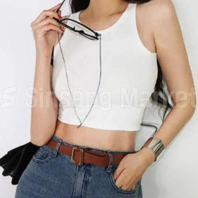 [BUNJANG] Halterneck Cropped Tank Top / [빠른발송] aa크롭 면스판 여름 홀터 워터밤 쫄티 비치 휴가