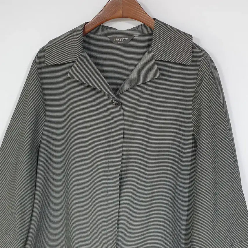 [BUNJANG] CRESSON Seersucker Crinkly Shirt Khaki Gray / CRESSON 크레숑 시어서커 바스락 셔츠 66