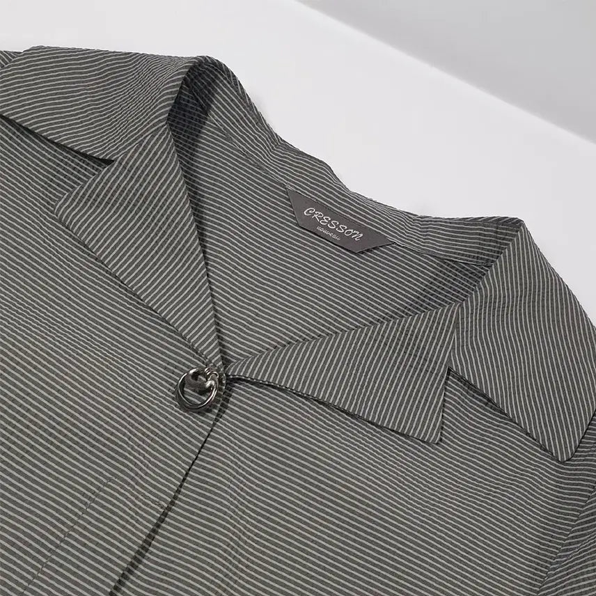[BUNJANG] CRESSON Seersucker Crinkly Shirt Khaki Gray / CRESSON 크레숑 시어서커 바스락 셔츠 66