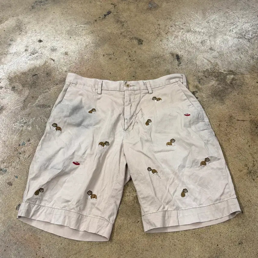 [BUNJANG] Polo Ralph Lauren Beige Bulldog Embroidered Shorts / [정품/31] 폴로 랄프로렌 베이지색 불독 자수 반바지