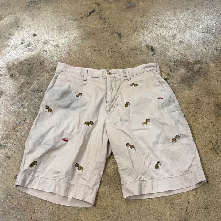 [BUNJANG] Polo Ralph Lauren Beige Bulldog Embroidered Shorts / [정품/31] 폴로 랄프로렌 베이지색 불독 자수 반바지