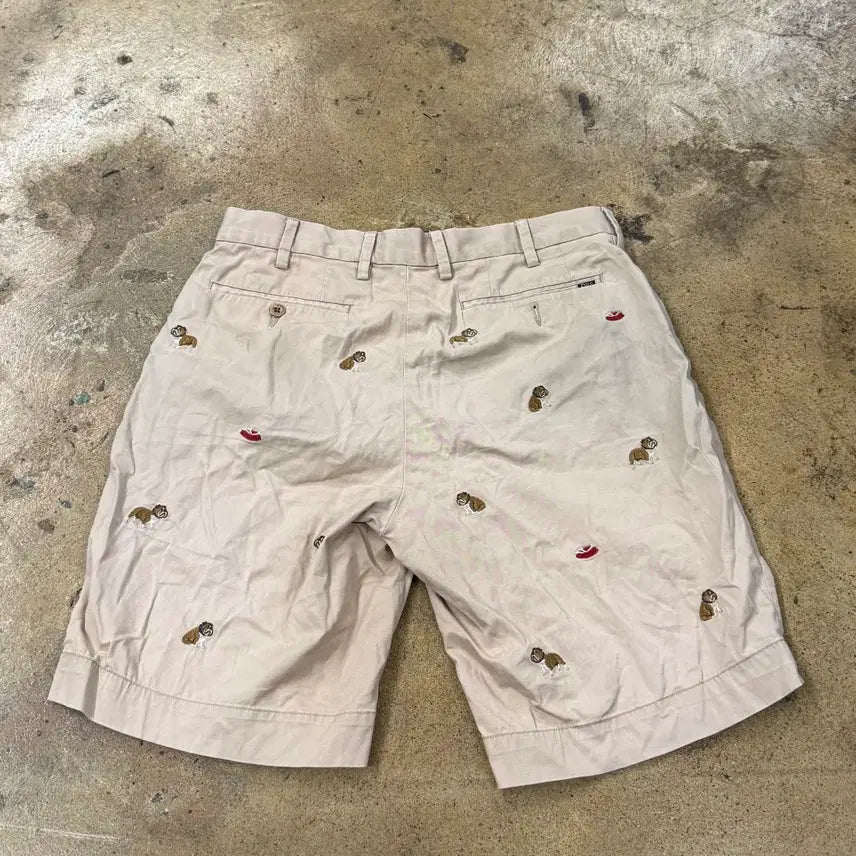 [BUNJANG] Polo Ralph Lauren Beige Bulldog Embroidered Shorts / [정품/31] 폴로 랄프로렌 베이지색 불독 자수 반바지