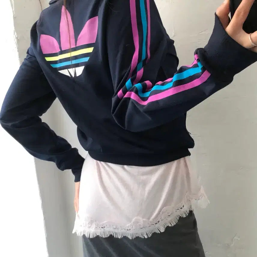 [BUNJANG] Adidas Firebird Multicolored Track Top Navy / Adidas 아디다스 네이비컬러 파이어버드 멀티컬러 우먼라인 트랙탑
