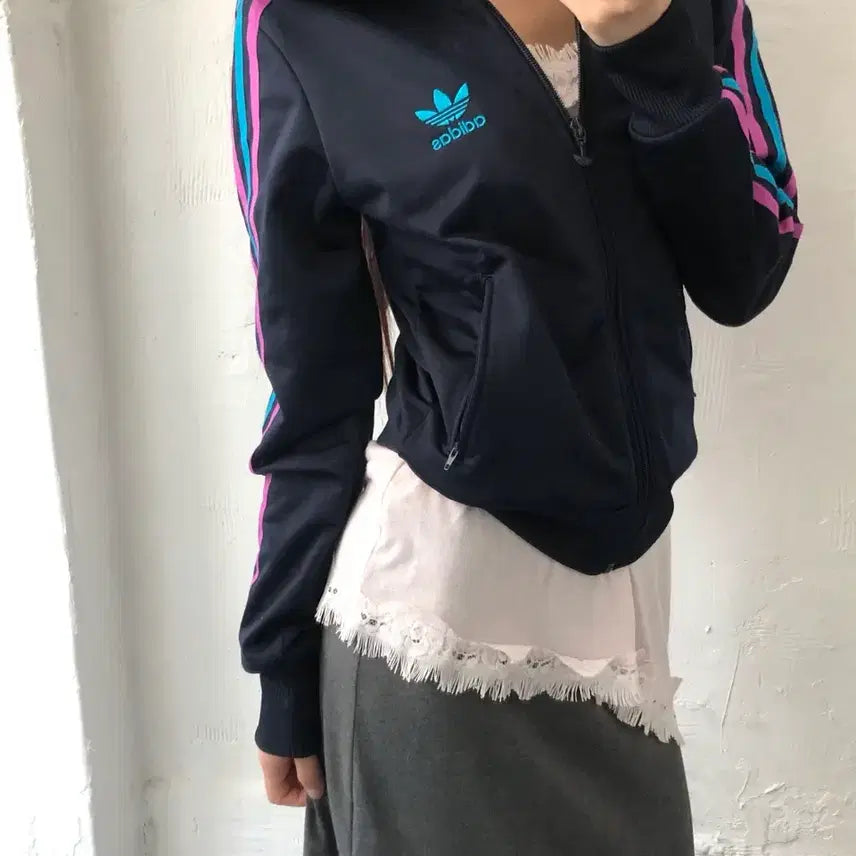 [BUNJANG] Adidas Firebird Multicolored Track Top Navy / Adidas 아디다스 네이비컬러 파이어버드 멀티컬러 우먼라인 트랙탑
