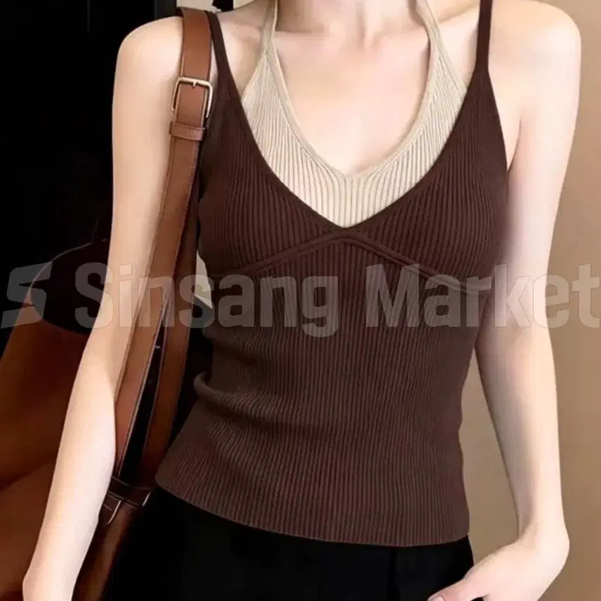 [BUNJANG] Ribbed Halter Neck Crop Top / [빠른발송] 끈홀터나시 골지 섹시 클럽 비치 여름 이중