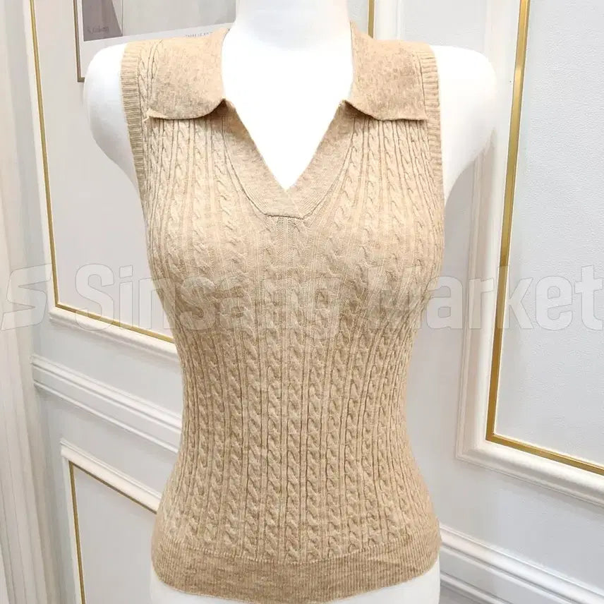 [BUNJANG] Karanaissi V-Neck Knit Ribbed Knit Sexy Basic Top / [빠른발송] 카라나시 브이넥 니트 꽈배기 딱붙는 섹시 기본티