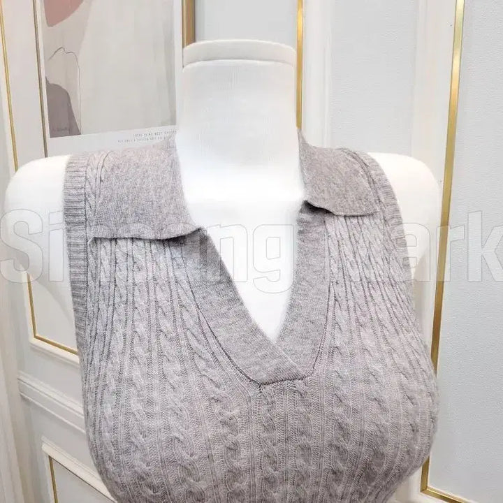 [BUNJANG] Karanaissi V-Neck Knit Ribbed Knit Sexy Basic Top / [빠른발송] 카라나시 브이넥 니트 꽈배기 딱붙는 섹시 기본티