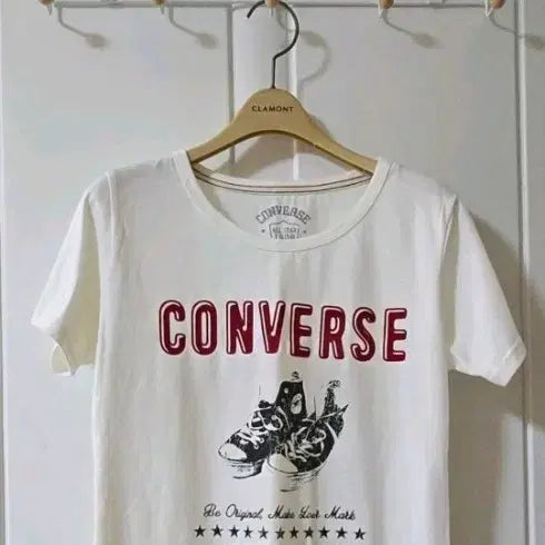[BUNJANG] Converse Classic Sneaker Graphic Retro Short Sleeve T-Shirt White / 컨버스 반팔 티셔츠 흰색