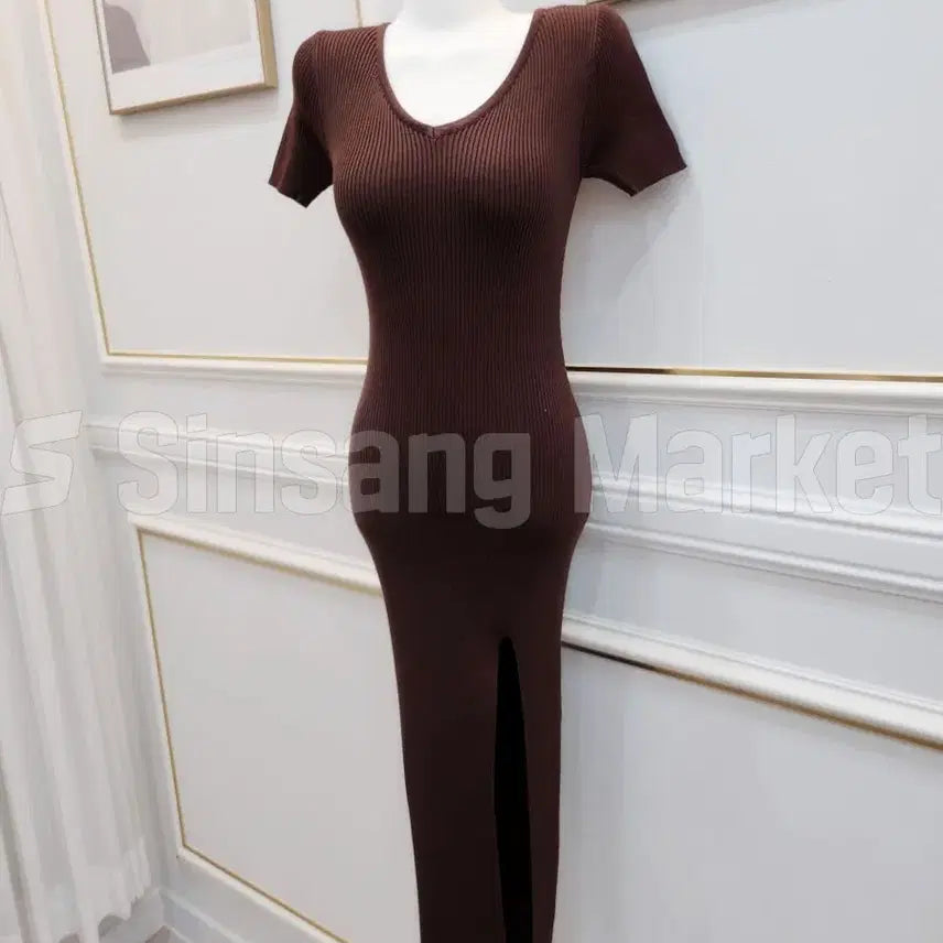 [BUNJANG] Ribbed Knit Club Beach Travel Look Sleeveless Dress / [빠른발송] 브이트임ops 골지 섹시 니트 클럽 비치 여행룩