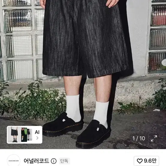 [BUNJANG] Unalloyed Code Slub Washing Bermuda Denim Pants (Black) / 어널러코드 슬랍워싱 버뮤다 데님팬츠 (블랙)