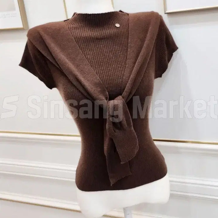[BUNJANG] High-Neck Ribbed Knit Sweater Vest / [빠른발송] 반목SET 숄 반목 하이넥 니트 골지
