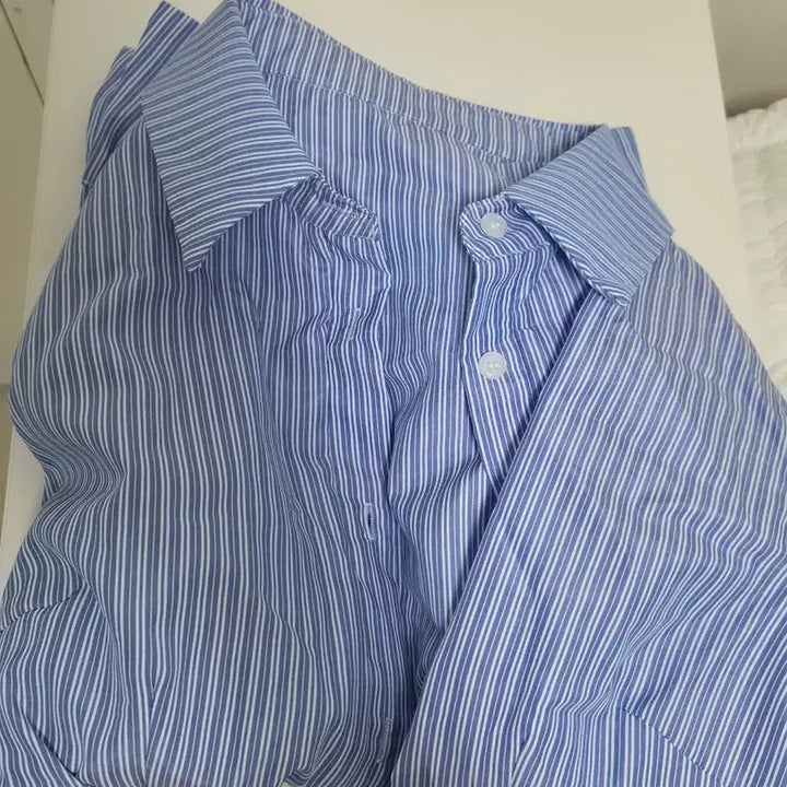 [BUNJANG] Solid Color Slim Fit Stripe Pattern Straight Shirt / 스트레이트 셔츠 [새상품]