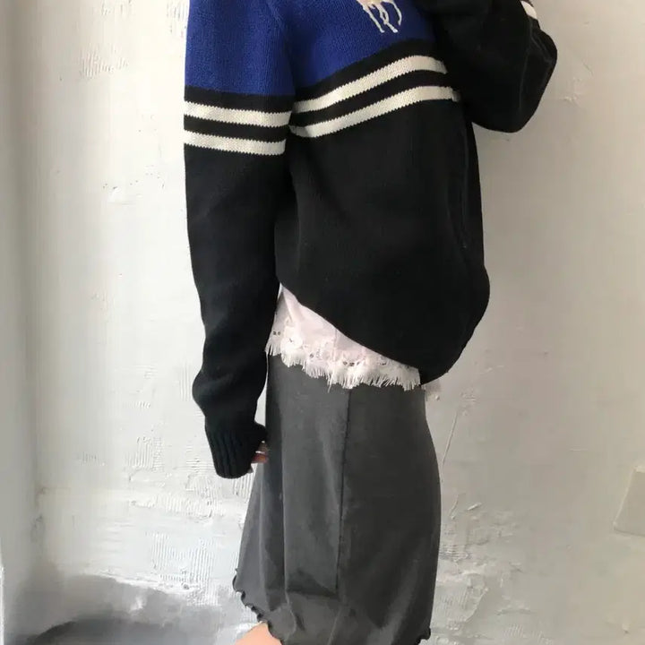 [BUNJANG] Polo Ralph Lauren Boys Line Blue Big Pony Knit Zip-Up XL / Polo 폴로 랄프로렌 신형 보이즈라인 블루빅포니 니트집업