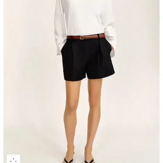 [BUNJANG] ZARA Black Pin Tuck Belted Bermuda Shorts M / (드라이 완료) 자라 블랙 핀턱 반바지 M