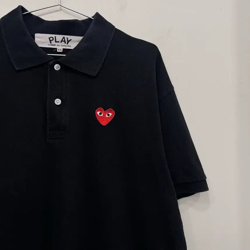 [BUNJANG] Comme des Garçons Signature Heart Logo Polo T-Shirt / 꼼데가르송 시그니처 하트로고 PK 반팔 카라티