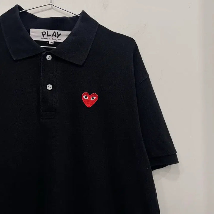[BUNJANG] Comme des Garçons Signature Heart Logo Polo T-Shirt / 꼼데가르송 시그니처 하트로고 PK 반팔 카라티