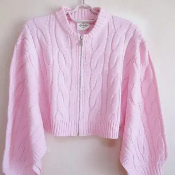 [BUNJANG] Pink Knit Zip-Up Sweater (Thick) / 핑크 니트 짚업 ( 도톰함 )