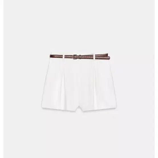 [BUNJANG] Zara White Pin Tuck Belted Pleated Bermuda Shorts - Size M / (드라이 완료) 자라 화이트 핀턱 반바지 M