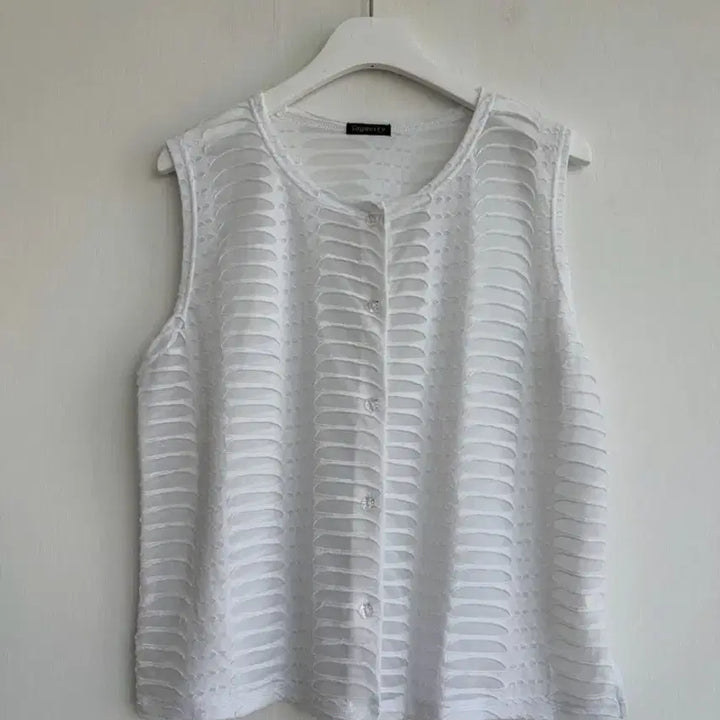 [BUNJANG] White Textured See-Through Vest / 화이트 텍스처 시스루 베스트