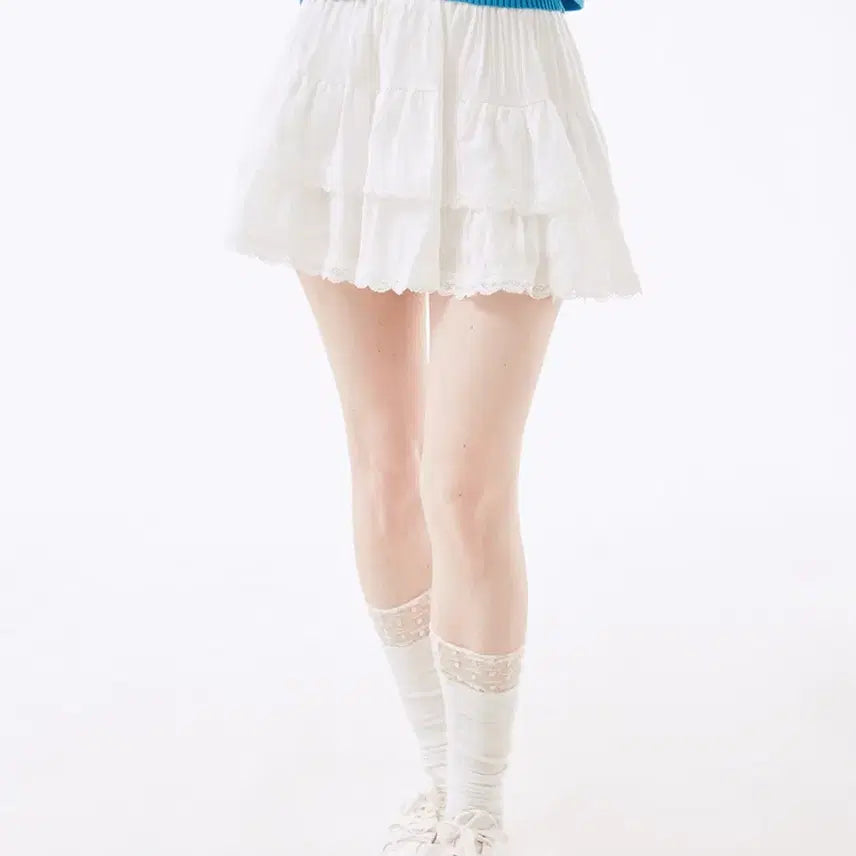 [BUNJANG] Lace Ruffle Mini Skirt / 레이스 캉캉 미니스커트