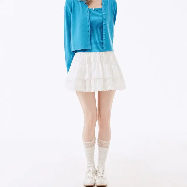 [BUNJANG] Lace Ruffle Mini Skirt / 레이스 캉캉 미니스커트