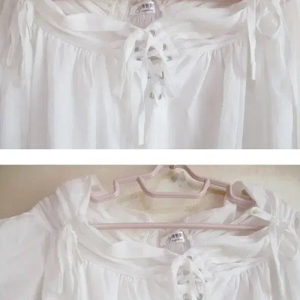 [BUNJANG] White Lovely Chiffon Blouse / 화이트 러블리/ 쉬폰 블라우스